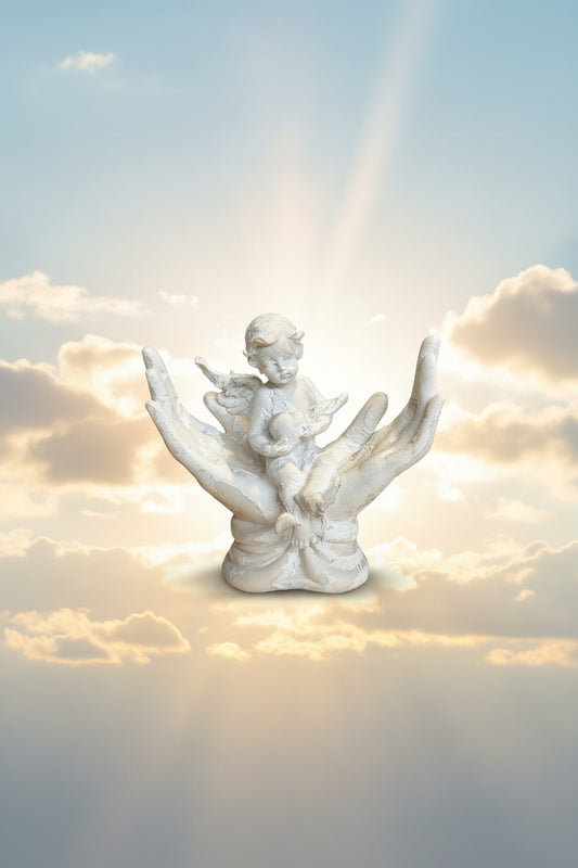 Engelsfigur in schützenden Händen ca. 11 cm hoch