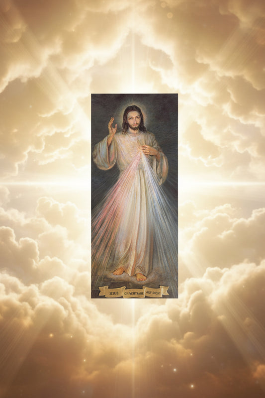 Holzbild des Barmherzigen Jesus ca. 32 x 13,5 cm
