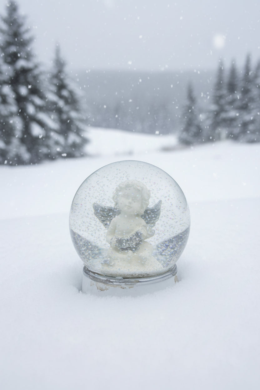 Schneekugel mit Engel ca. 9 cm hoch