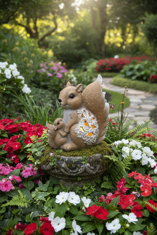 Eichhörnchen Figur mit Solarleuchte ca. 26 cm hoch