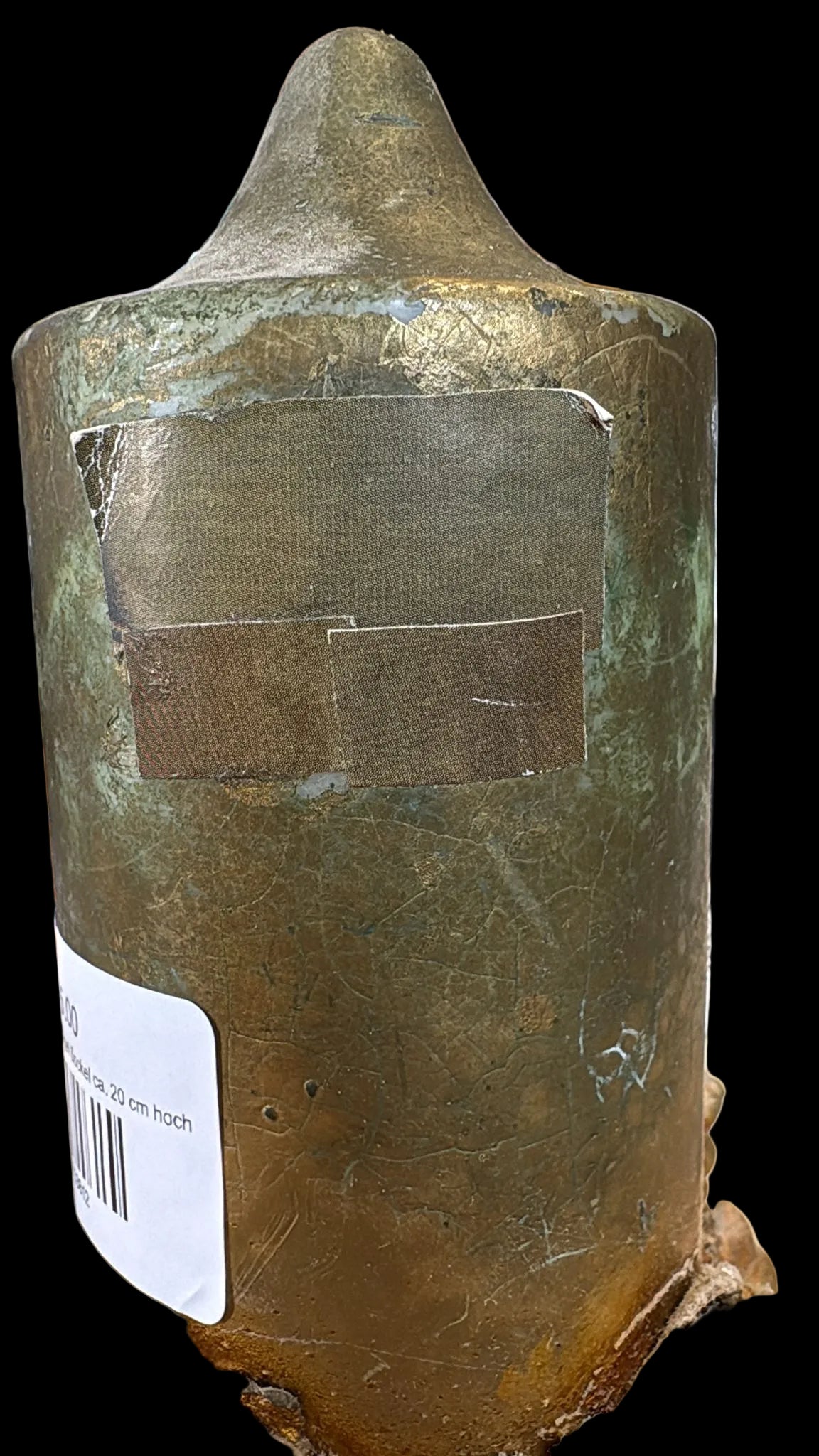 Goldene Kerze mit Engel Sockel ca. 20 cm hoch