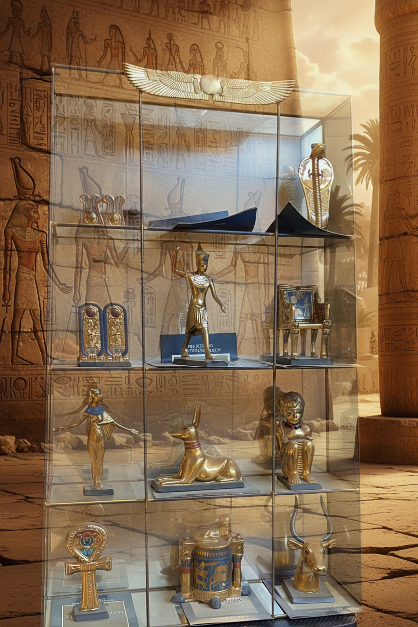 Die Schätze des Tutanchamun von Franklin Mint in einer Vitrine